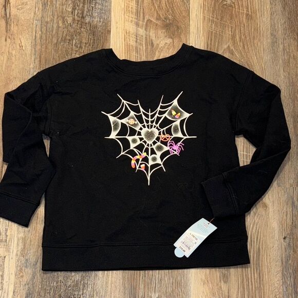 Cat & Jack Black Sweatshirt with Spider Web Design Halloween - Picture 1 of 4